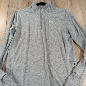 Nike Dri Fit Pullover Womens Small Gray Long Sleeve 1/4 Zip Thumbhole Running